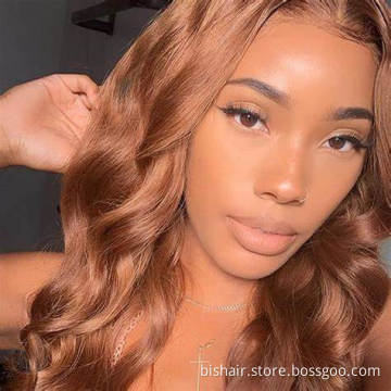 Wholesale Brown Auburn Lace Frontal Wigs Body Wave 13x4 Lace Wigs For Black Women Pre Plucked Brazilian Human Hair Remy Wig 150%